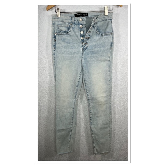 Veronica Beard Debbie Ankle Skinny High Rise Raw Hem Jeans Everest Wash Sz 27/4 - Picture 2 of 7